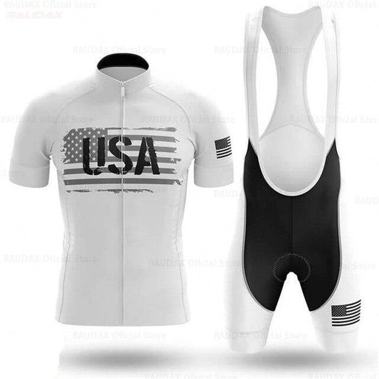 Ensemble de Maillot de Cyclisme Blanc Équipe USA