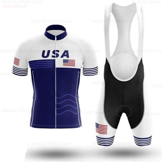 Maillot de Cyclisme Équipe USA Bleu et Blanc