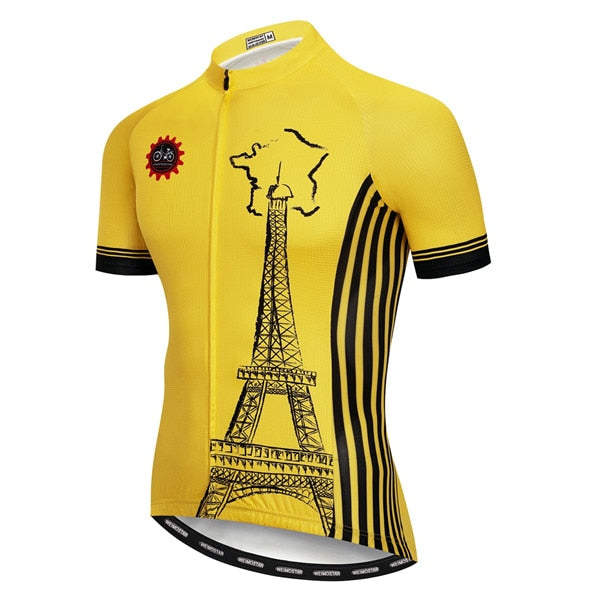 Maillot de cyclisme jaune Tour Eiffel