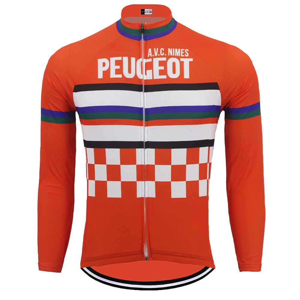 Maillot de cyclisme rétro Peugeot A.V.C. Nîmes (avec option polaire)