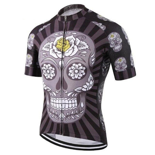 Maillot de cyclisme crâne noir et jaune