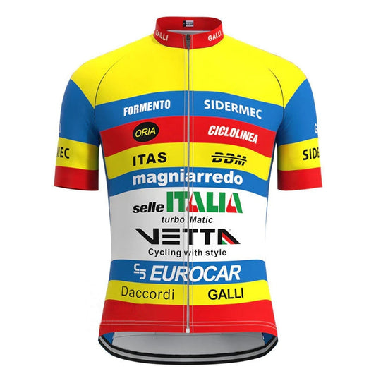 Maillot de cyclisme rétro jaune Selle Italia