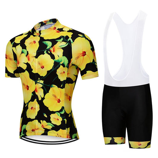 Ensemble de Maillot de Cyclisme Fleur Jaune